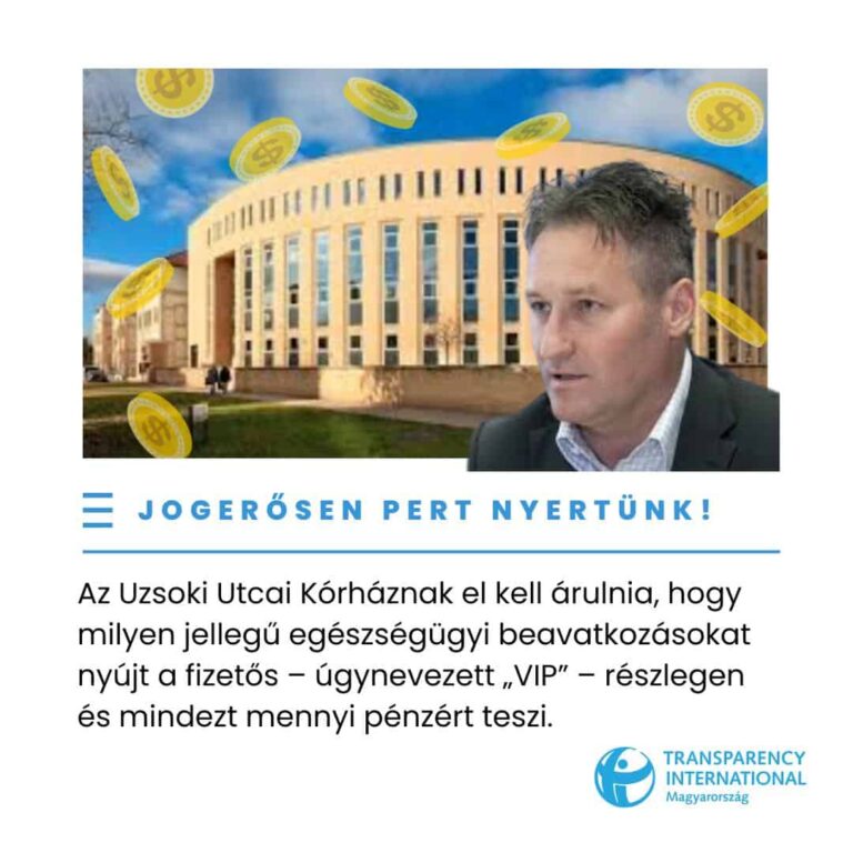 Pert nyert a Transparency – az Uzsoki Utcai Kórház kénytelen lesz felfedni VIP szolgáltatásait