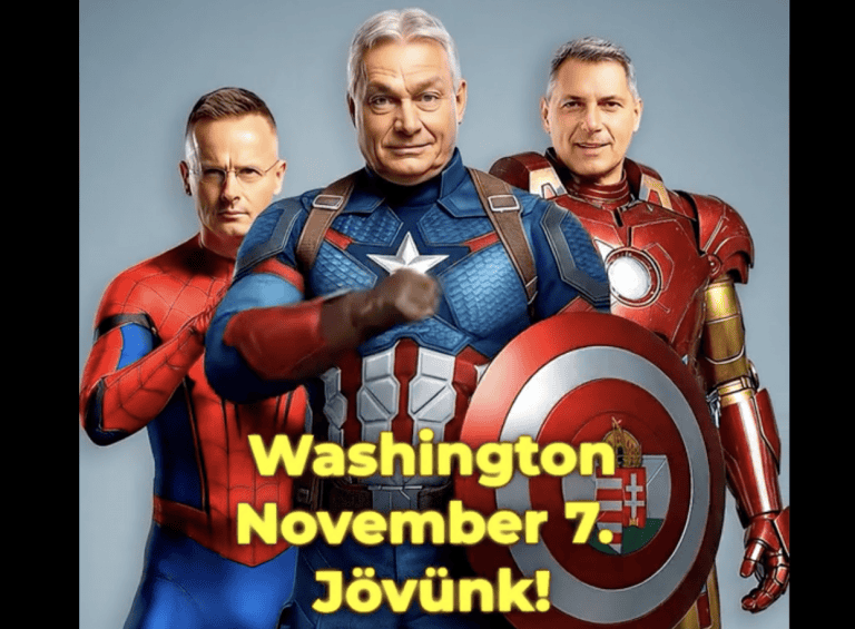 Orbán Amerika kapitányként, Szijjártó Pókemberként, Lázár Vasemberként harangozza be az amerikai látogatást