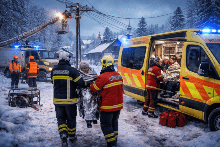 Öt vármegye húsz településén áramkimaradás volt, kihűlés közelébe került embereket kellett menteni az ország több pontján